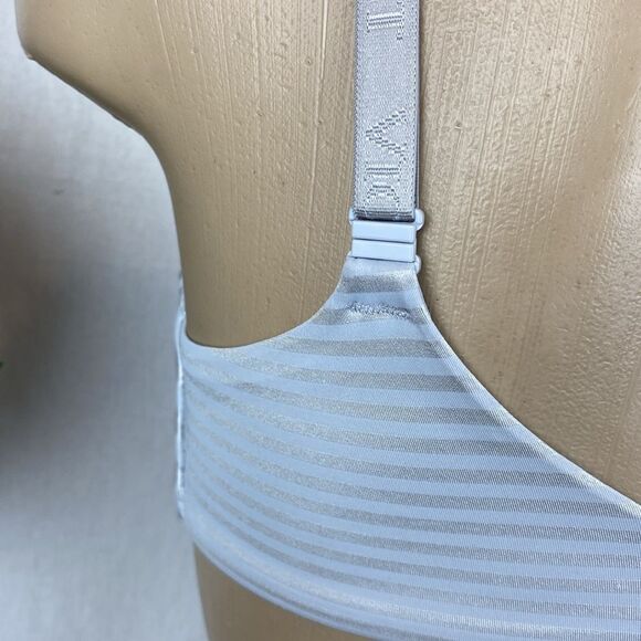 Victoria’s Secret Gray Striped Wire Free Padded Contour Cup Bra 32DD - Picture 3 of 5